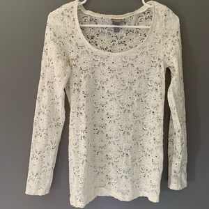 White Lace Long Sleeve Top